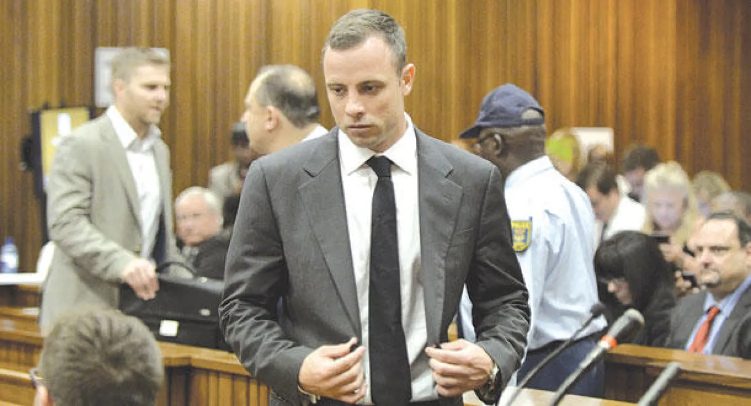 أوسكار بيستوريوس داخل المحكمة في بريتوريا أمس (أ.ب)