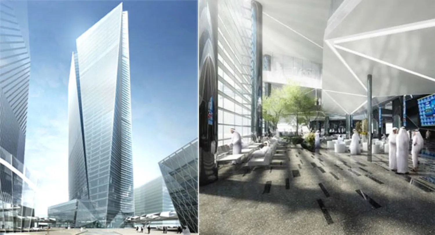 برج «تداول» العقارية يفوز بجائزة عالمية لأفضل تصميم بين أبراج العالم وجانب من الإطلالة الداخلية للبرج