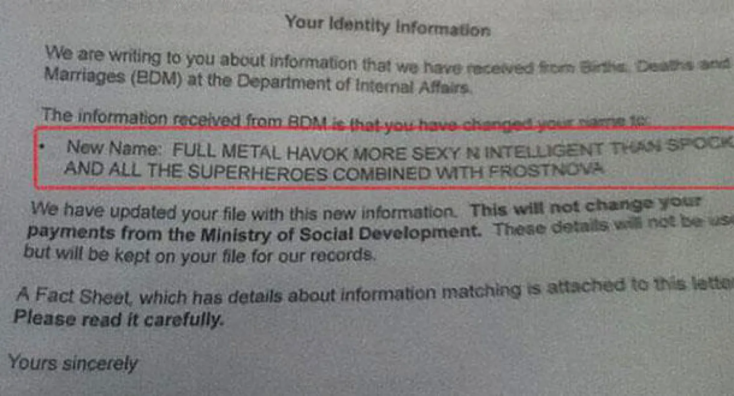 نيوزيلندي اختار لنفسه اسما جديدا من 99 حرفا