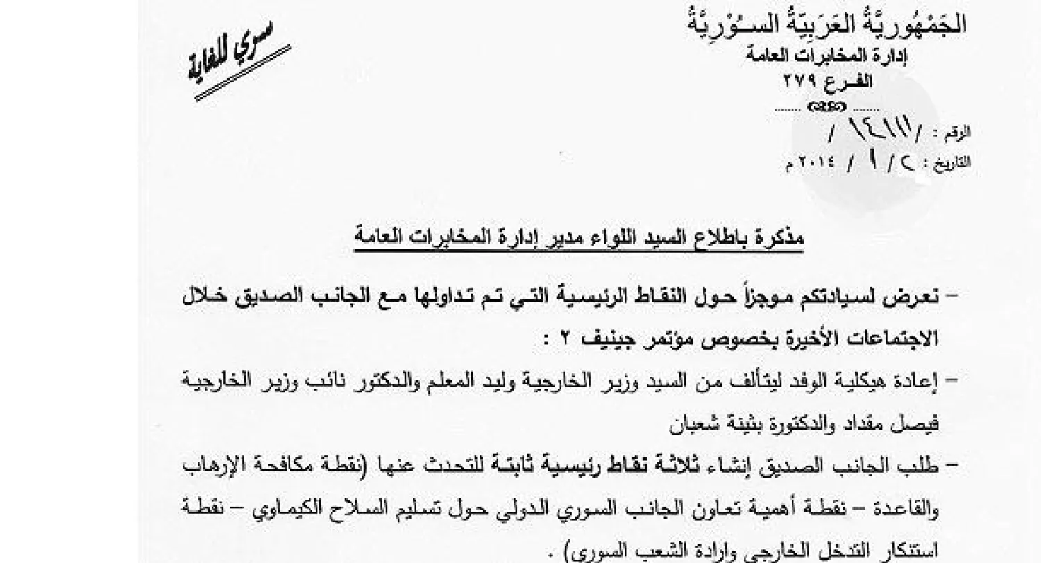 وثائق دمشق السرية: الروس اقترحوا تشكيل  مجموعة مؤيدة للأسد في جنيف