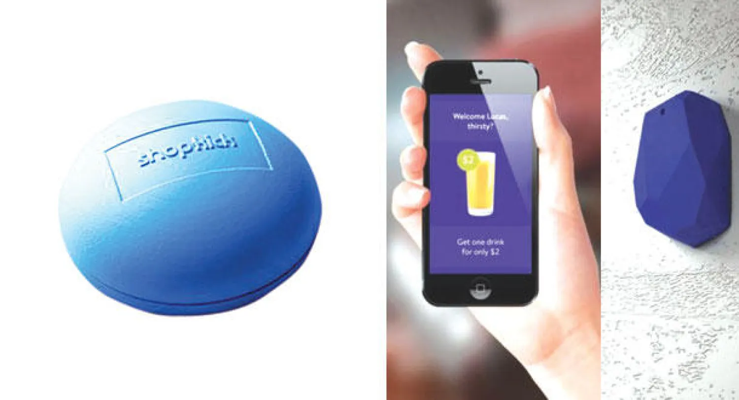 يمكن للهاتف التعرف على المشروبات المتوفرة قربه وأسعارها مثلا بالاستفادة من نظام المنارات الإلكترونية - تصميم لـ{منارة الكترونية}