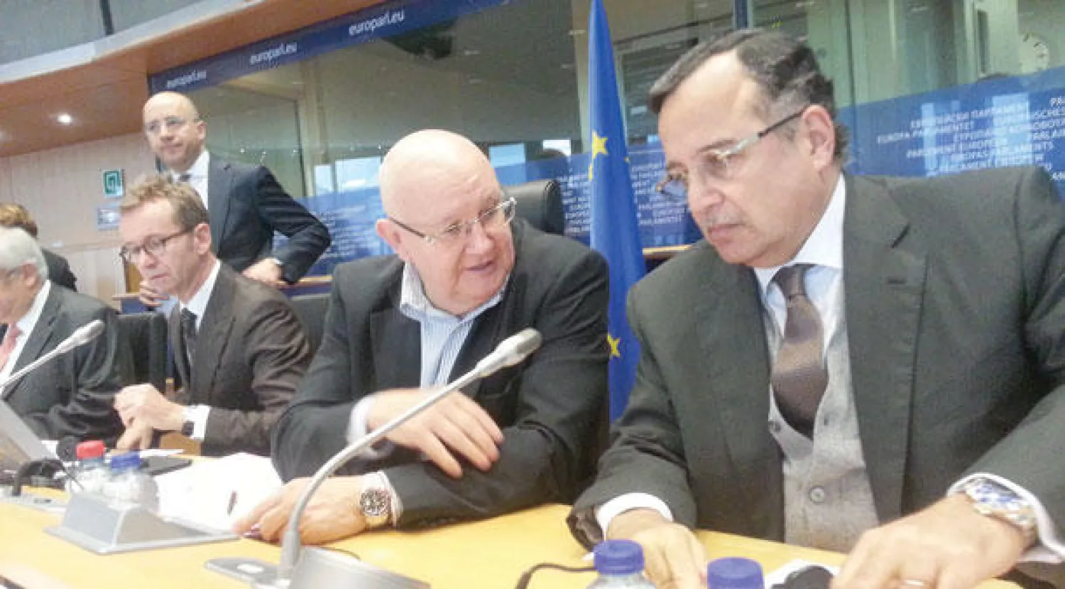 وزير الخارجية المصري نبيل فهمي أثناء مشاركته في أعمال القمة «الأوروبية - الأفريقية» في بروكسل الأربعاء الماضي («الشرق الأوسط»)