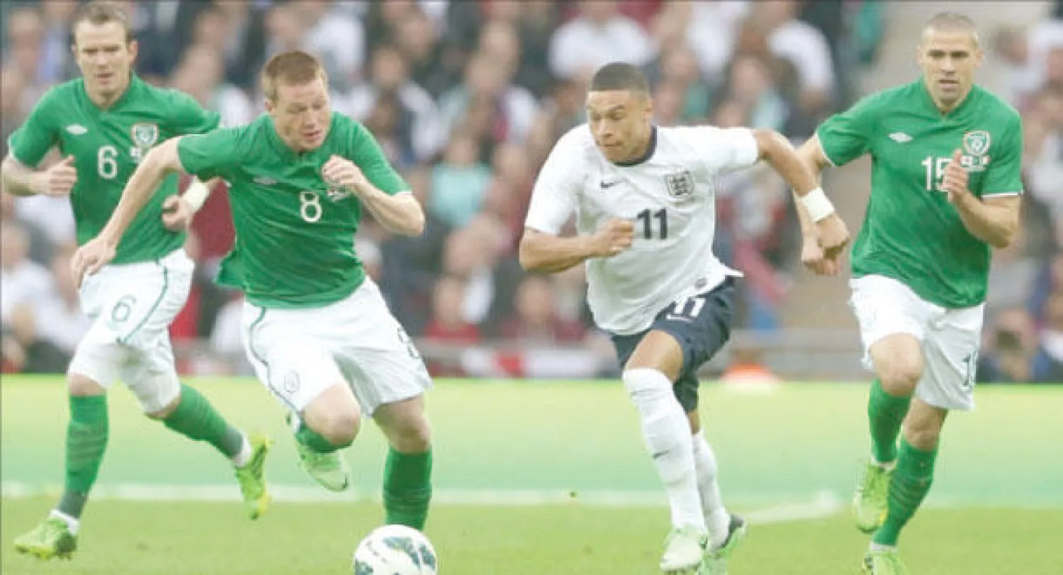لقطة من آخر مواجهة بين إنجلترا وآيرلندا التي انتهت بالتعادل العام الماضي