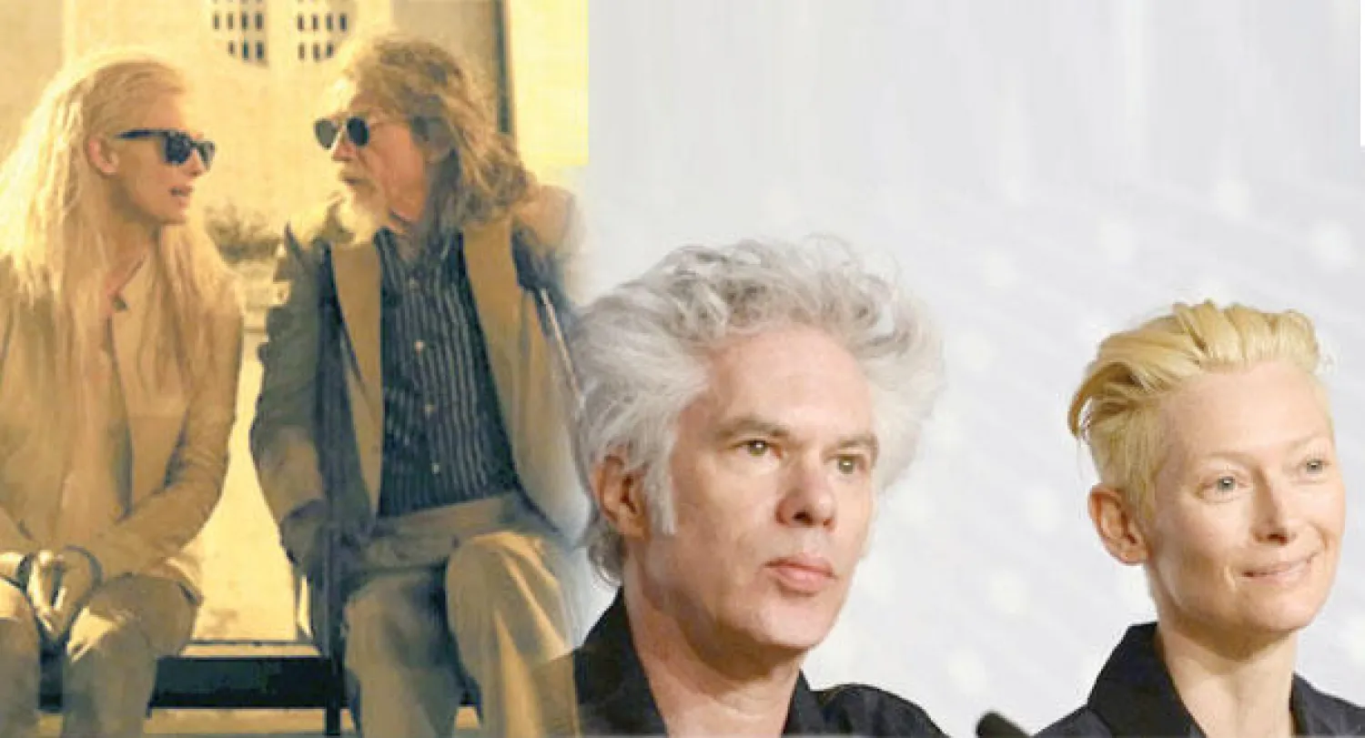 المخرج جيم جارموش مع بطلته تيلدا سوينتون  -  لقطة من الفيلم