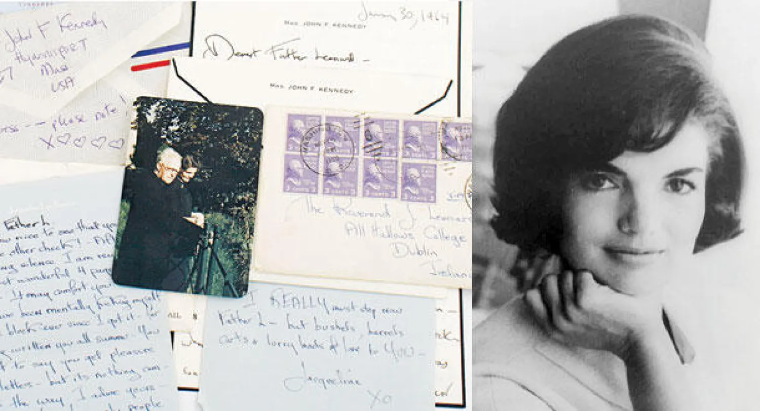 جاكلين كيندي   -  بعض خطابات جاكلين كيندي للقس جوزيف ليونارد والتي تطرحها دار مزادات شيباردز أيريش للبيع في المزاد الشهر المقبل (واشنطن بوست)
