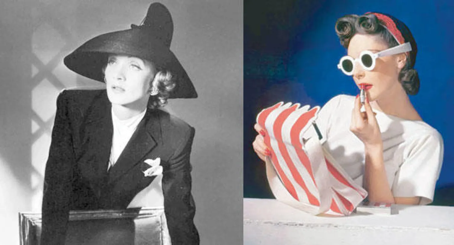 غلاف مجلة «فوغ» الأميركية في عدد شهر يوليو 1939  -  النجمة مارلين ديتريش لمجلة «فوغ» في عدد مايو 1942