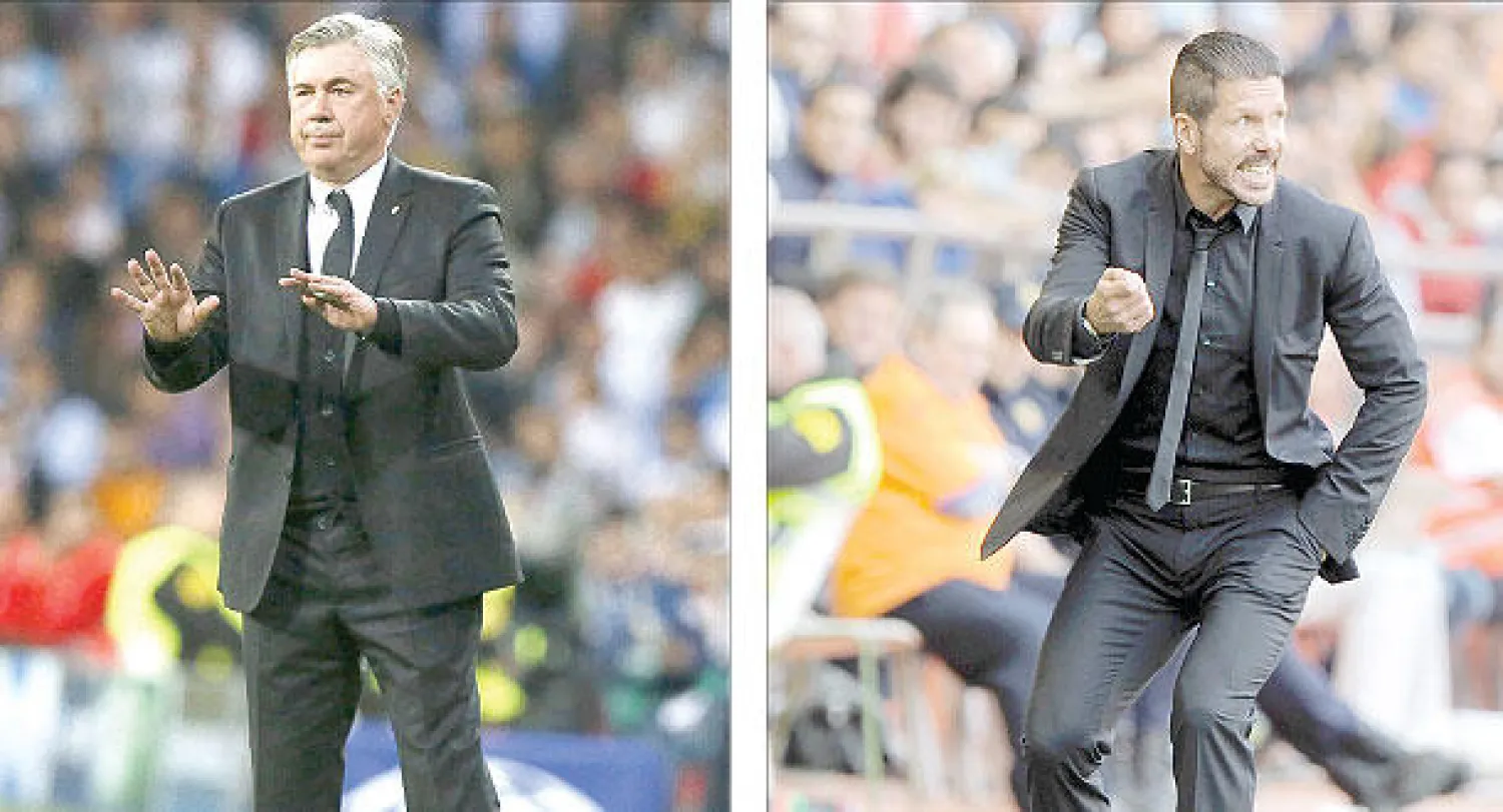 سيميوني انتزع الزعامة من قبضة  ريـال مدريد وبرشلونة (أ.ف.ب)  -  أنشيلوتي يسعى إلى مزيد من النجاح الأوروبي (إ.ب.أ)