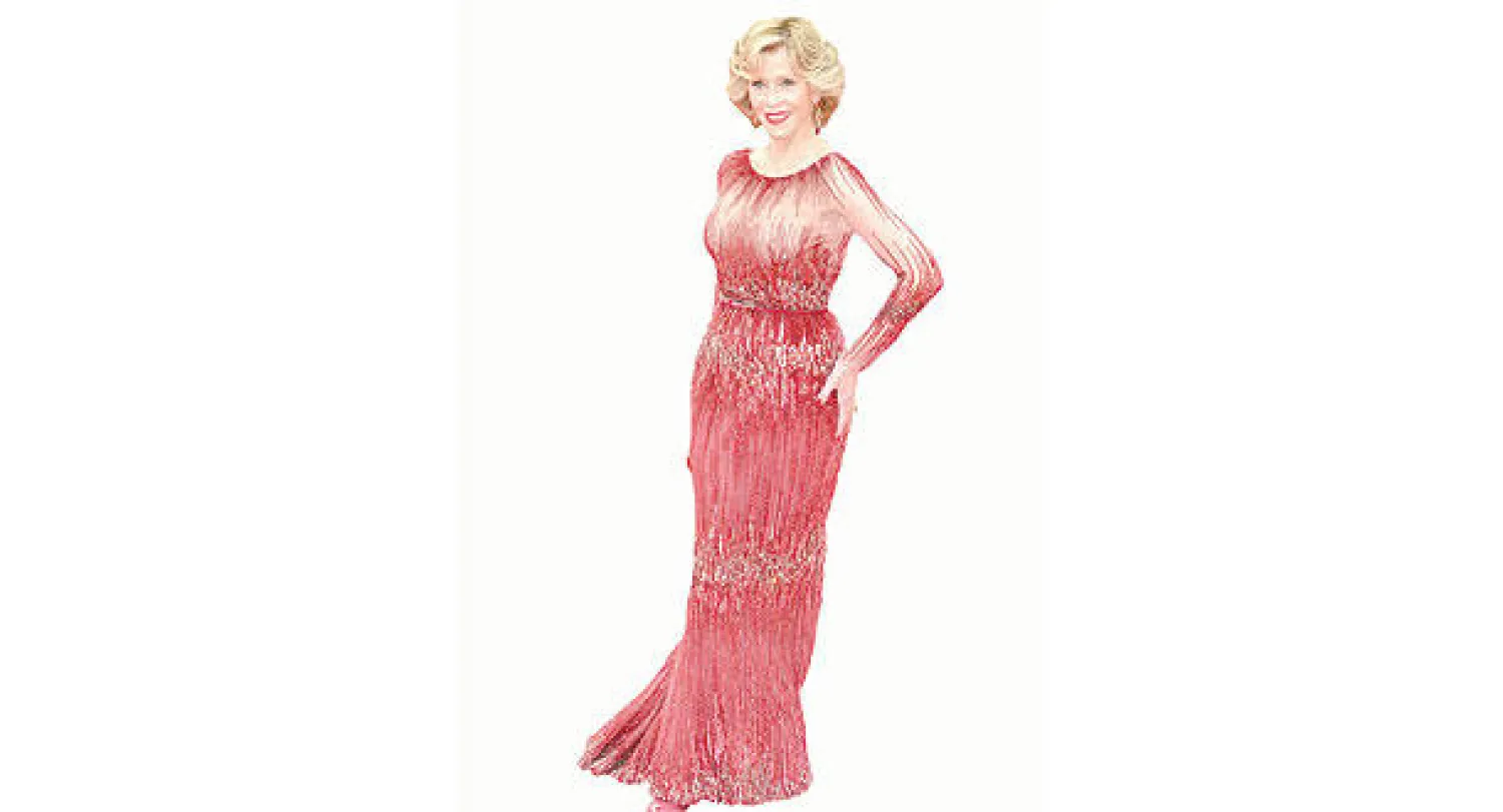 جين فوندا في مهرجان كان بفستان من تصميم إيلي صعب