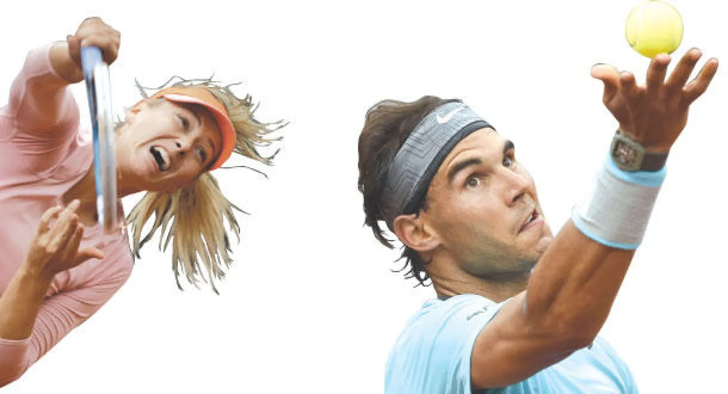 نادال سحق منافسه جينبري في الدور الأول (أ.ف.ب)   -  شارابوفا اجتازت بيرفاك بسهولة (أ.ب)