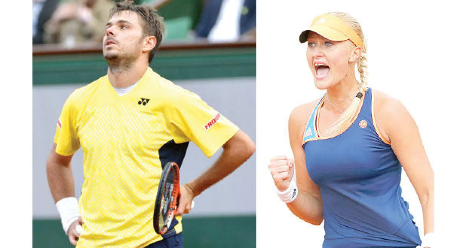 الفرنسية ملادينوفيتش تحتفل بفوزها على لي نا (رويترز)  -  فافرينكا يندب حظه بعد سقوطه المبكر (أ.ف.ب)