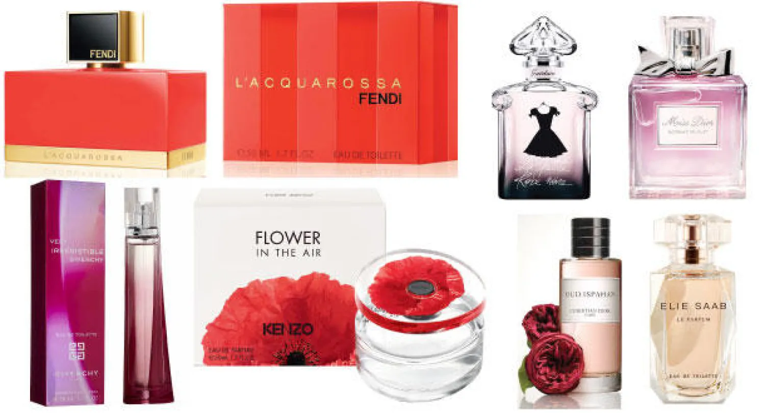 عطر «ميس ديور بلومينغ بوكيه»  -  «لا بوتيت غوب نوار» من غيرلان  -  عطر «لاكواروسا» من فندي  -  «لو باغفان» من إيلي صعب  -  «عود أصفهان» من «ميزون ديور» للعطور المتخصصة  -  زهرة المغنوليا  -  «فيري إريزيستيبل» من جيفنشي