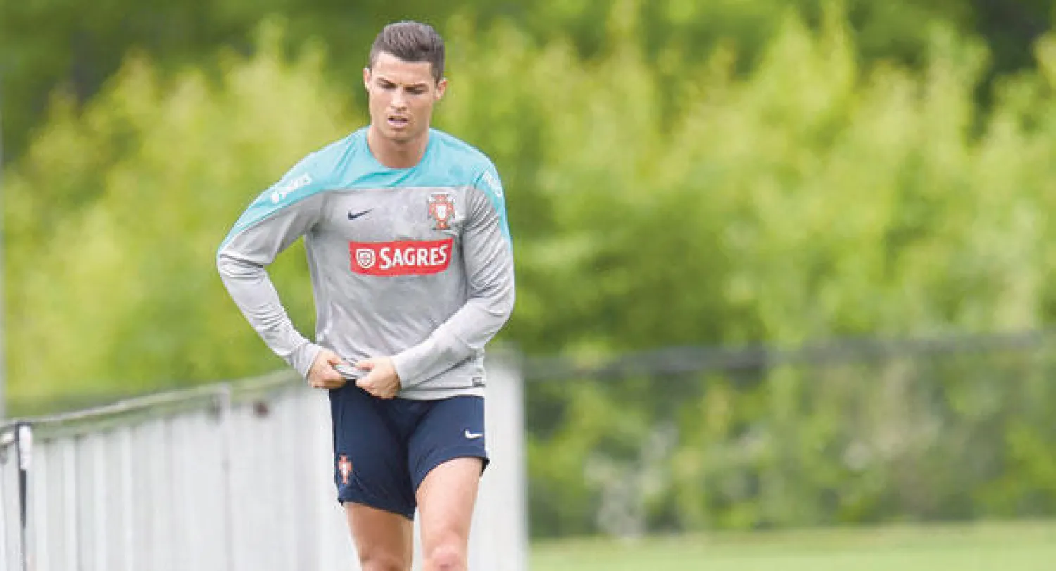 رونالدو تدرب الأربعاء ولم يستطع المران أمس (أ.ف.ب)