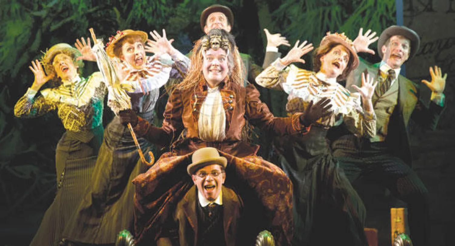 مشهد من مسرحية «دليل الرجل النبيل للحب والجريمة» (أ.ب)