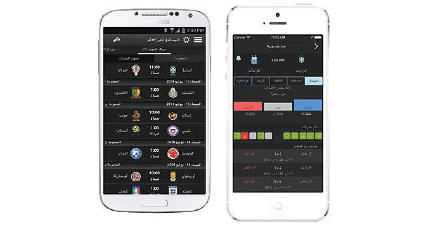 يعرض التطبيق كذلك تشكيلات اللاعبين  على أرض الملعب أثناء المباراة وبعدها