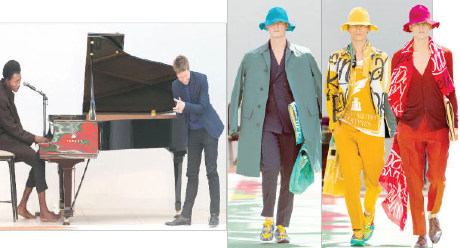 بيربيري برورسم لربيع وصيف 2015  -  بيربيري برورسم لربيع وصيف 2015  -  بيربيري برورسم  -   المصمم كريستوفر بايلي يحيي الجمهور في آخر العرض