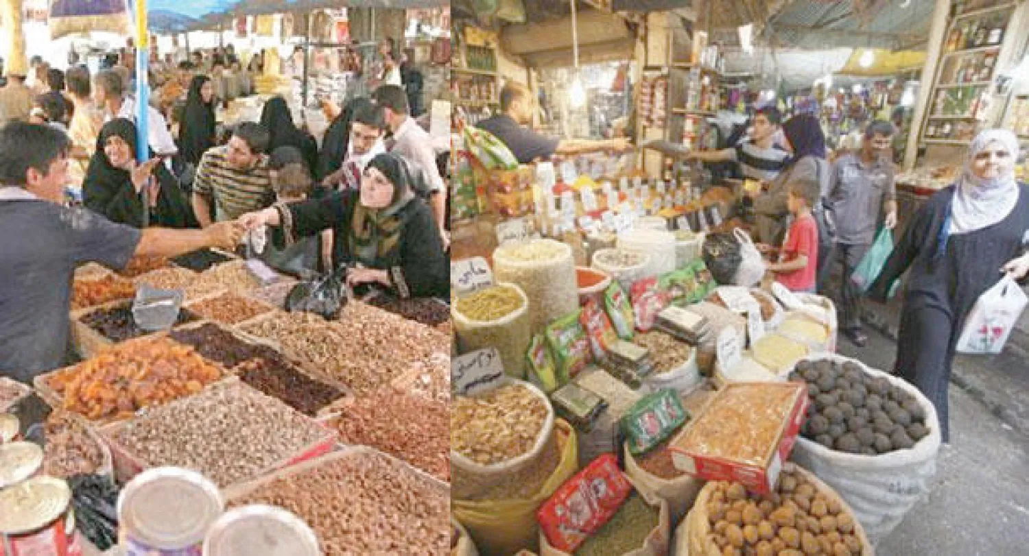 رغم ارتفاع الأسعار قليلا في شهر رمضان فإن ذلك لم يمنع عوائل كثيرة من تجهيز مطبخها بما تحتاجه من مواد غذائية  -  سوق الشورجة في بغداد