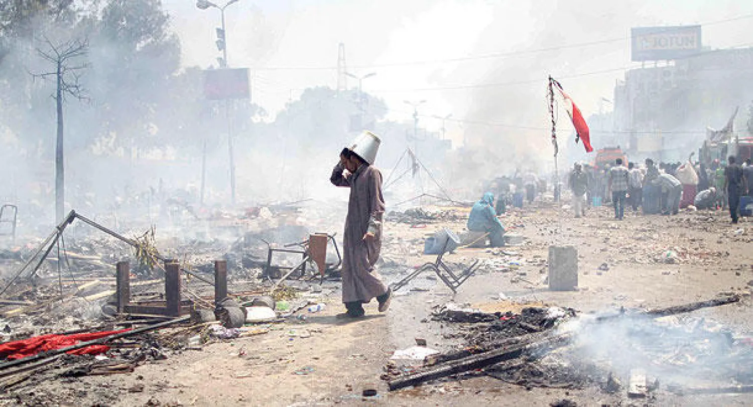 مخاوف من أعمال عنف في ذكرى فض اعتصام ميدان «رابعة العدوية» العام الماضي خاصة في ظل دعوة الإخوان للتظاهر (أ.ف.ب)