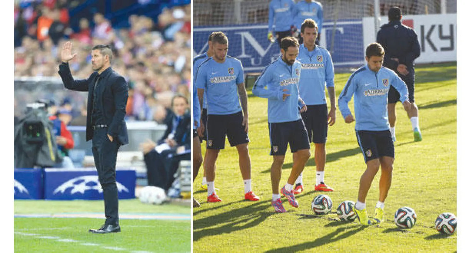 أتليتكو مدريد يحرص على التأكيد أن فوزه بلقب الدوري الإسباني الموسم الماضي لم يكن مصادفة (إ.ب.أ)  -  سيميوني مدرب أتليتكو