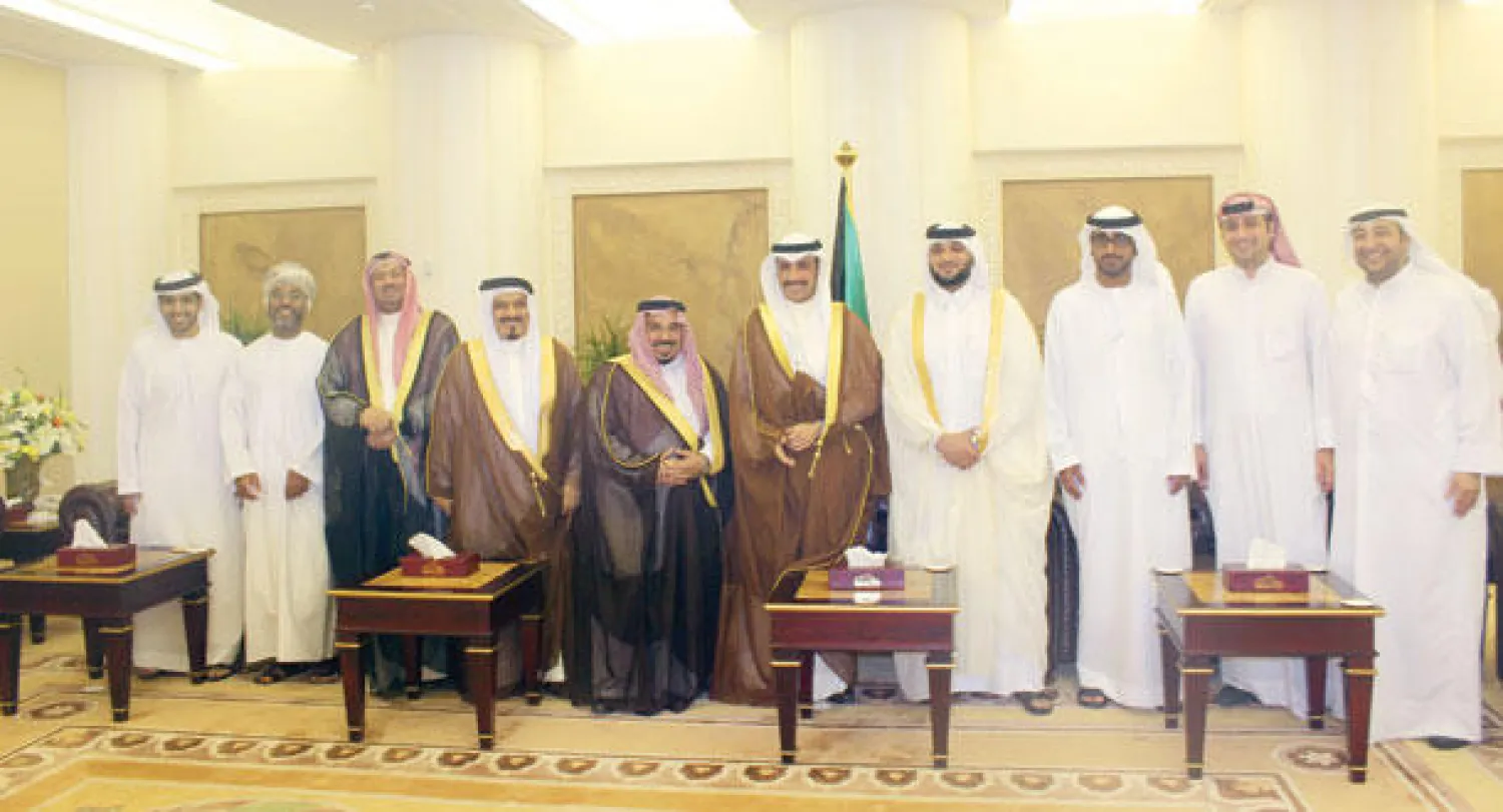 جانب من لقاء رئيس مجلس الأمة الكويتي برئيس اتحاد رواد الأعمال الخليجي («الشرق الأوسط»)