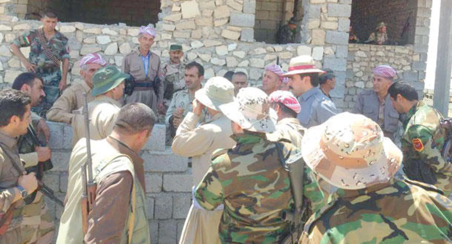 متطوعون لقتال «داعش» في منطقة قرب أربيل («الشرق الأوسط»)