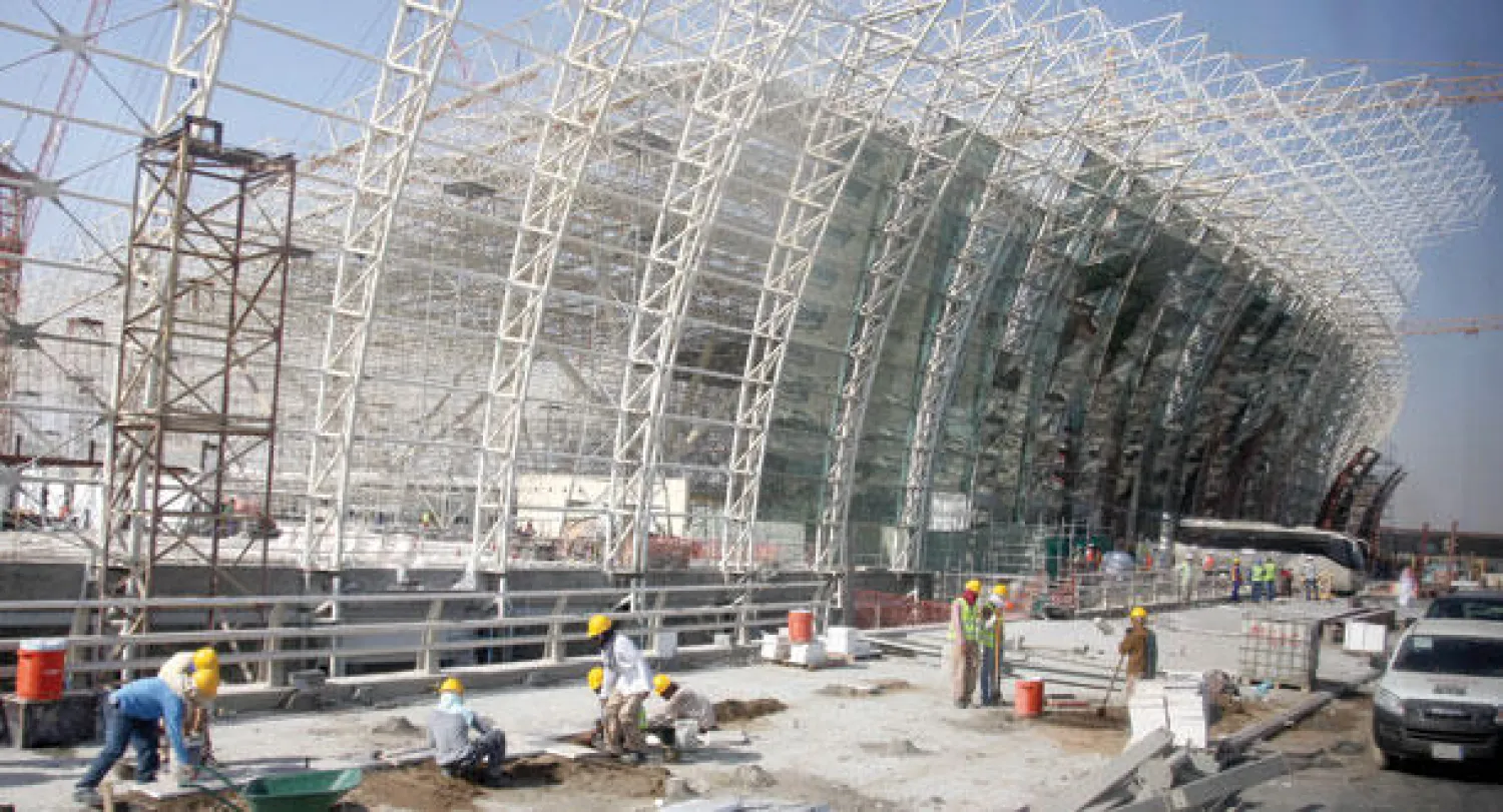 جانب من أعمال الإنشاء والبناء في مشروع مطار الملك عبد العزيز الدولي الجديد بجدة (تصوير: فهد الأحمري)