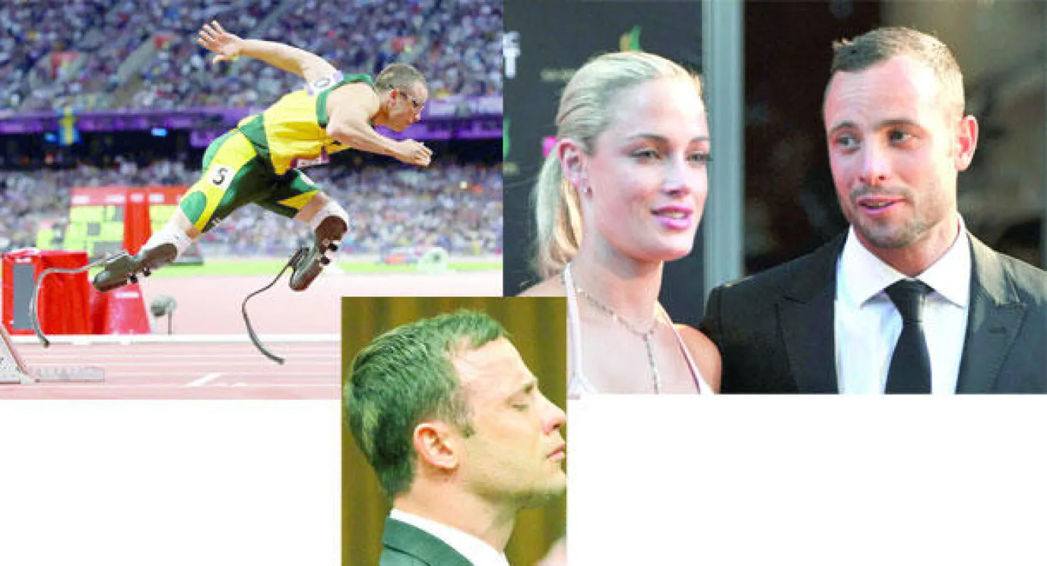 أوسكار بيستوريوس مع صديقته ريفا ستينكامب التي اتهم بقتلها  -  .. خلال مشاركته في بطولة دولية  -  بيستوريوس خلال نطق القاضي بالحكم