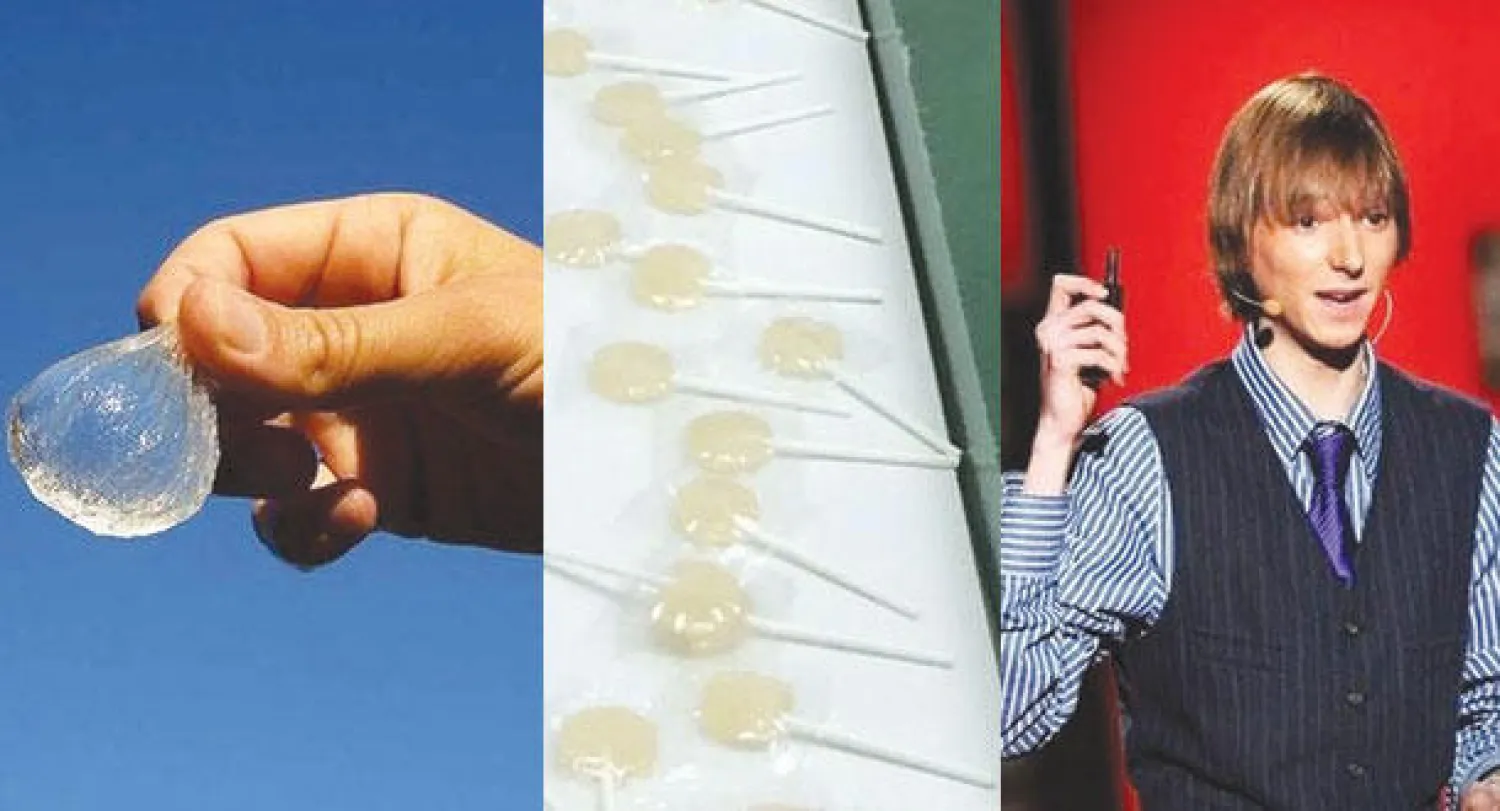 المبتكر تايلور ويلسون  -  مصاصات لمكافحة الفواق  -  قناني مياه مأكولة