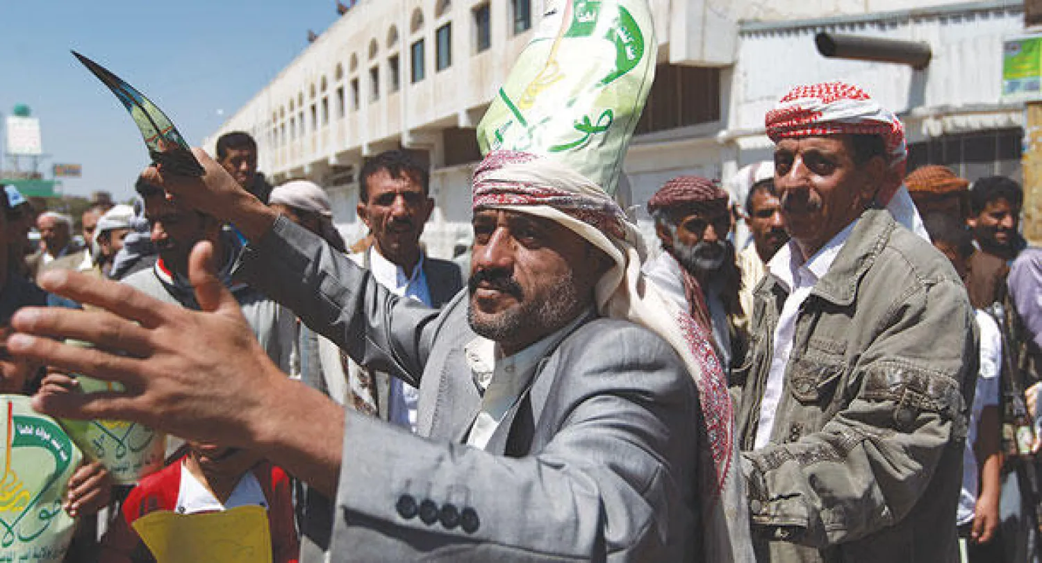 شيعة يمنيون يحتفلون بيوم الغدير في العاصمة صنعاء أمس (أ ف ب)