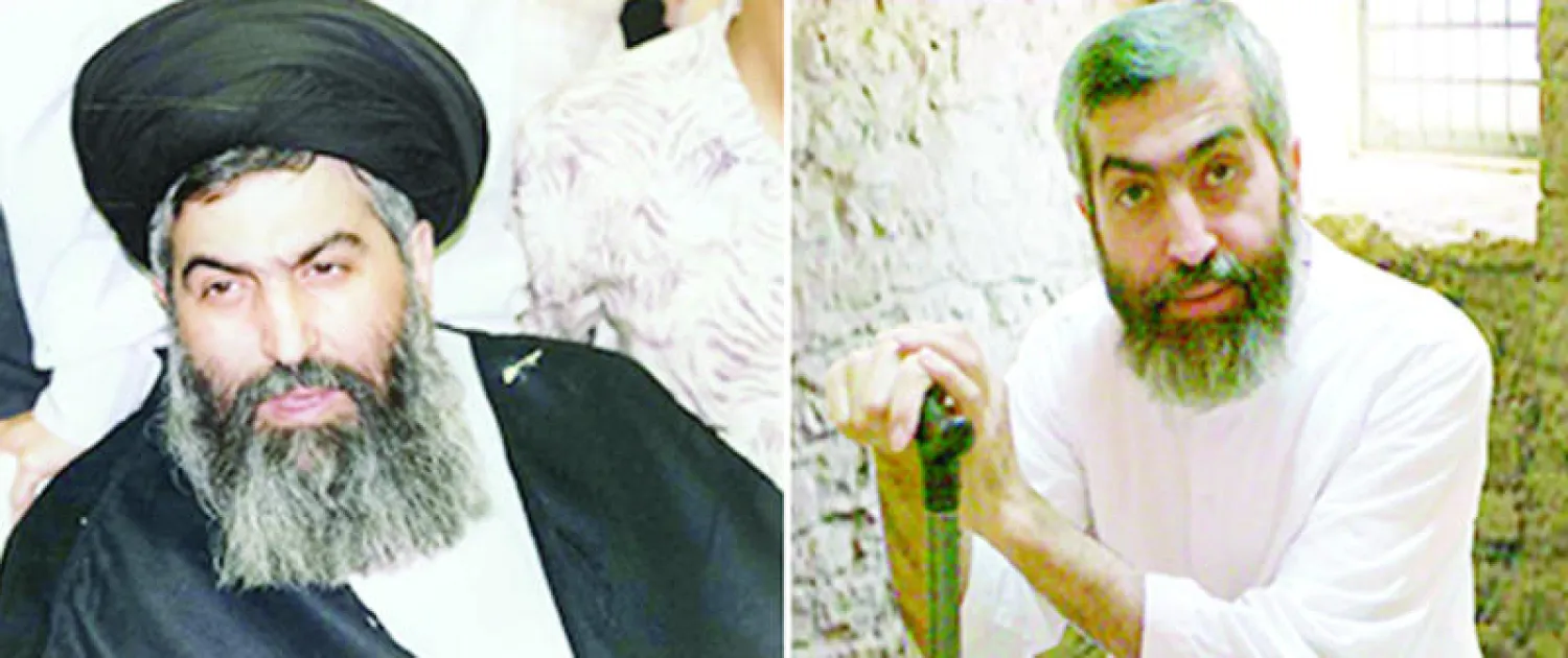 آية الله حسين كاظماني بروجردي خارج السجن «يسار» وفي زنزانته في السنة الأولى من الحكم عليه