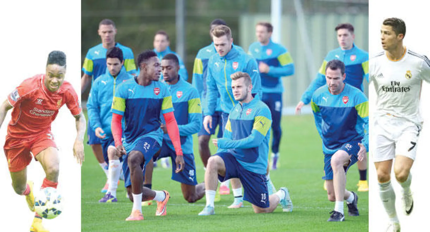 رونالدو مرشح كالعادة لحسم نتيجة اللقاء (إ.ب.أ)   -  آرسنال يتطلع للعودة بنتيجة إيجابية من بلجيكا لمواصلة المنافسة على بطاقة للتأهل (أ.ف.ب)  -   رحيم سترلينغ الورقة الرابحة لفريق ليفربول