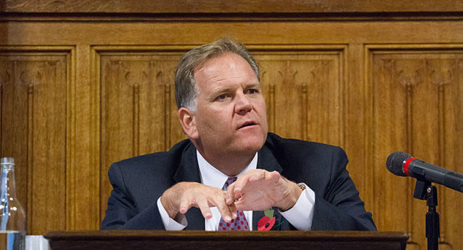 روجرز متحدثا في مجلس العموم البريطاني يوم أول من امس (تصوير:جيمس حنا)