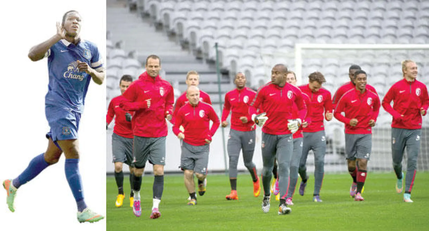 فريق ليل الفرنسي في مهمة صعبة أمام إيفرتون الإنجليزي الساعي لتعزيز صدارة المجموعة الثامنة (أ.ف.ب)   -  روميلو لوكاكو قوة ضاربة  في هجوم إيفرتون