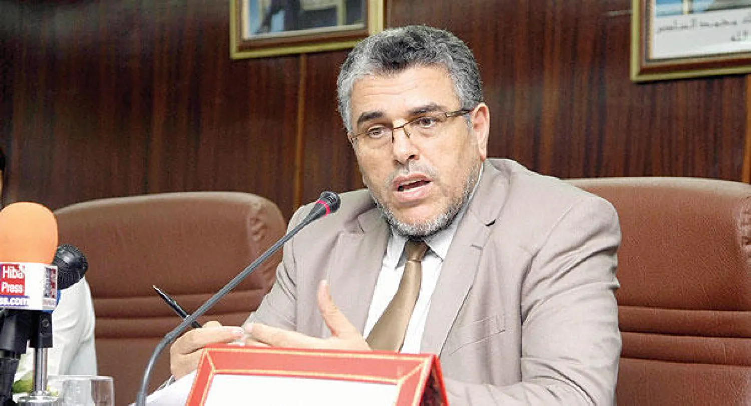 وزير العدل المغربي مصطفى الرميد في ندوة حول «دور الإعلام  في إصلاح منظومة العدالة» في الرباط أول من أمس (تصوير: مصطفى حبيس)