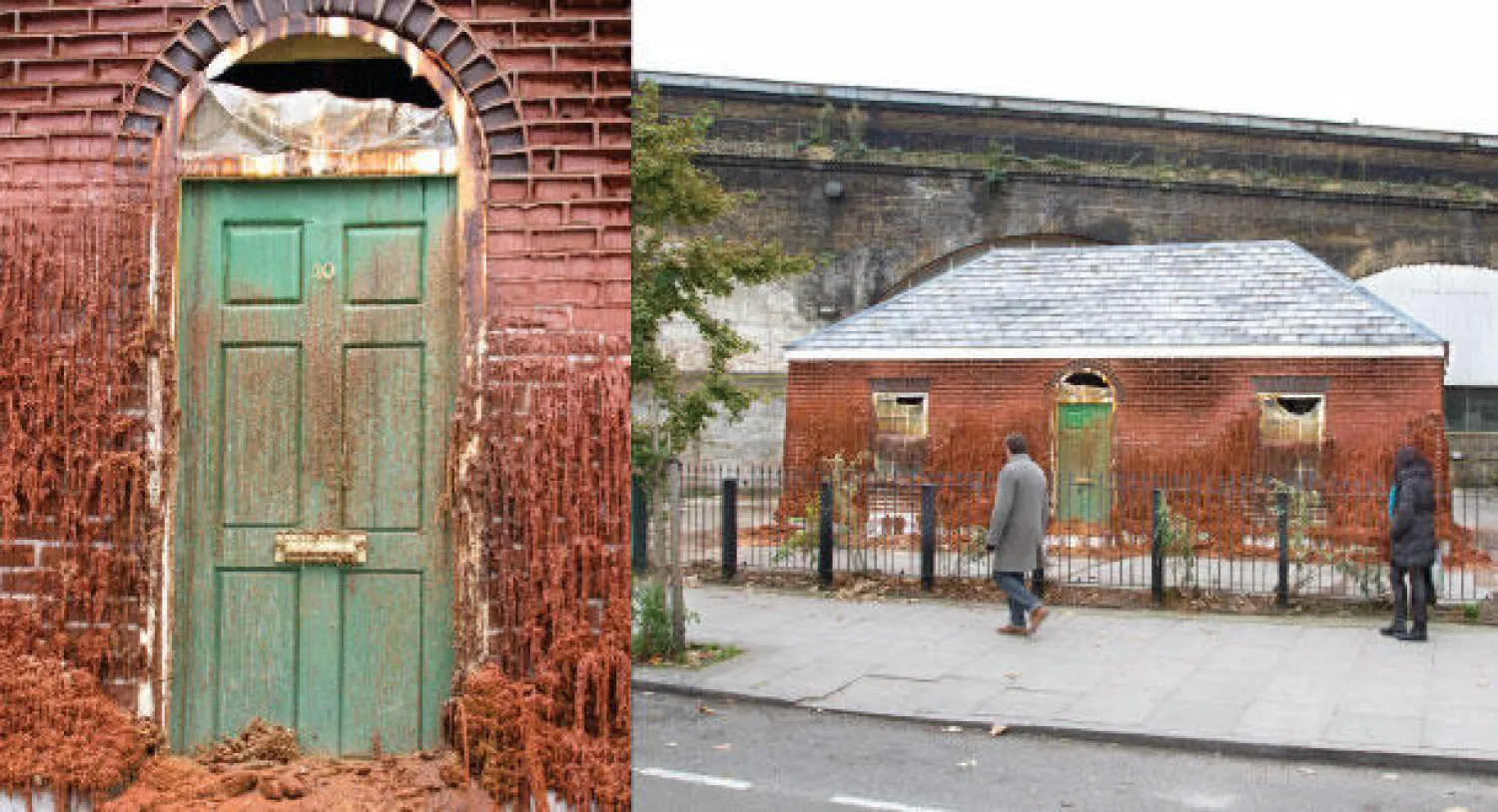 «رطل من اللحم مقابل 50 قرشا» اسم العمل الفني لهذا البيت المشيد من الشمع (تصوير: جيمس حنا) سيذوب البيت خلال شهر ديسمبر مع نهاية هذا العام (تصوير: جيمس حنا)