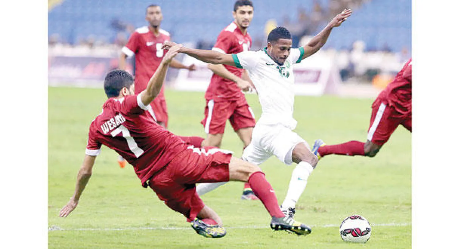 من مباراة المنتخب السعودي وقطر أول من أمس