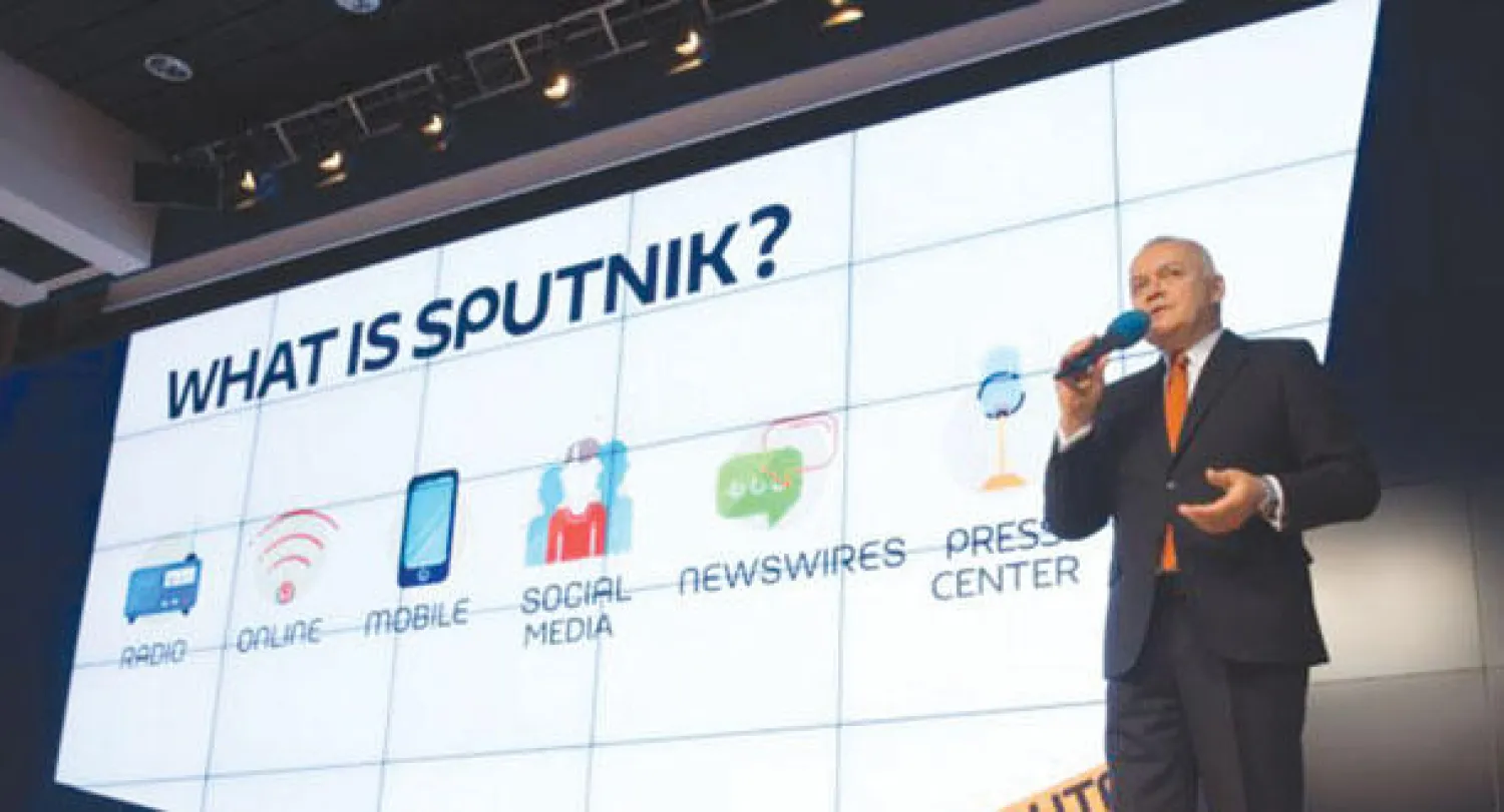 المشروع الجديد الذي يحمل اسم «سبوتنيك» اختار القائمون عليه منهم ديميترى كيسيليوف المعلق التلفزيوني المعروف بتوجهاته القومية