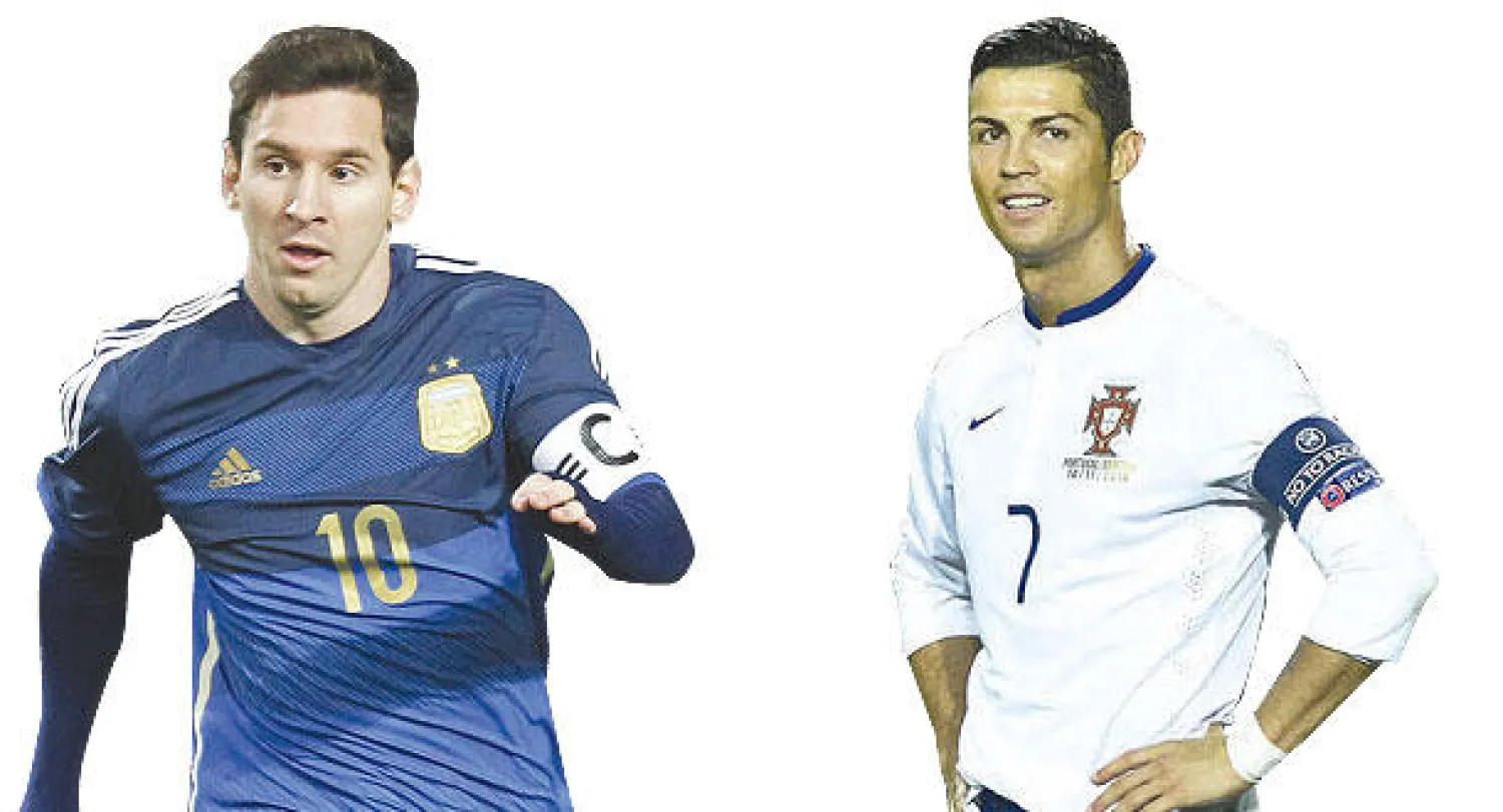 رونالدو نجم البرتغال الأبرز (أ.ف.ب) وميسي قائد الأرجنتين (أ.ف.ب)