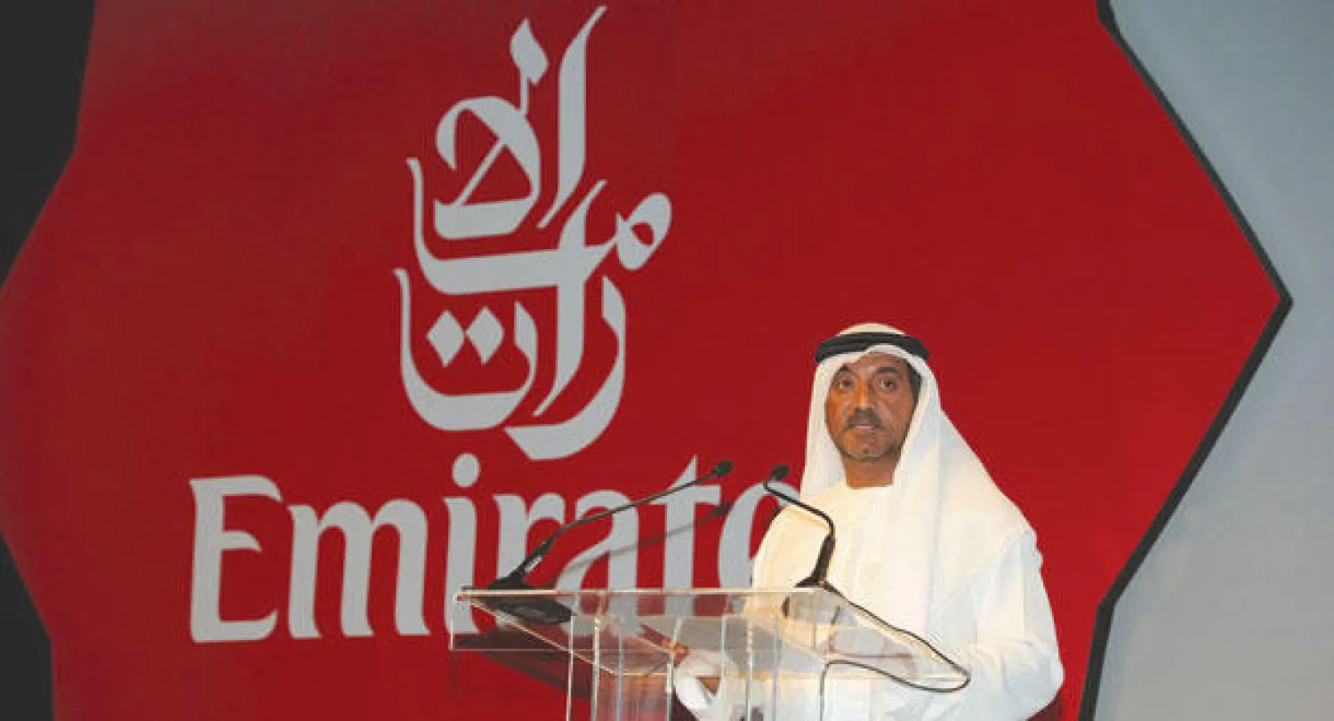 الشيخ أحمد بن سعيد خلال افتتاح الجمعية العمومية السنوية الـ47 للاتحاد العربي للنقل الجوي
