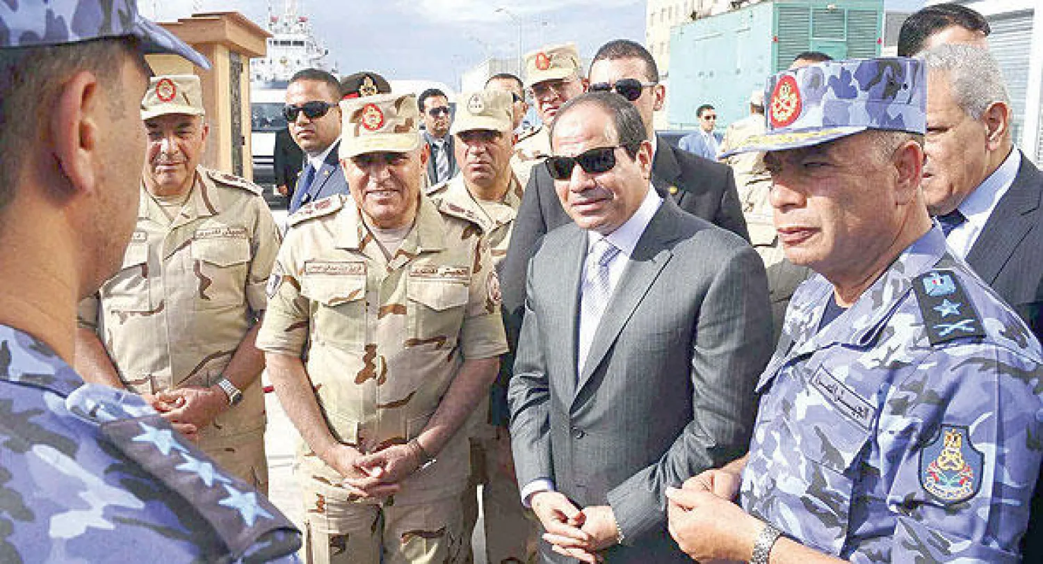 الرئيس المصري عبد الفتاح السيسي بعد حضوره مناورة للقوات البحرية في الإسكندرية الشهر الماضي (أ.ب)