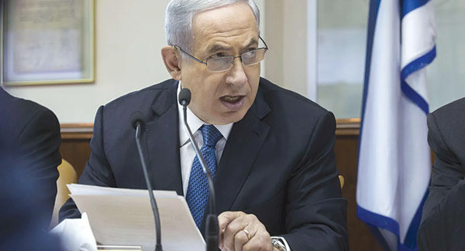 نتنياهو يتحدث خلال اجتماع الحكومة (أ.ف.ب)