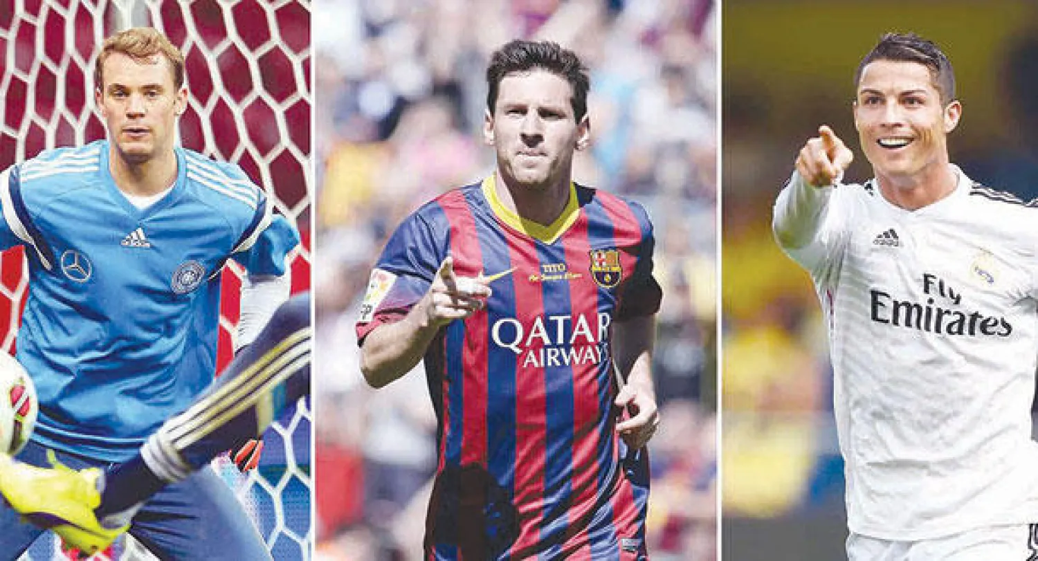 الثلاثي رونالدو وميسي ونوير سيتنافسون على جائزة الأفضل عالميا
