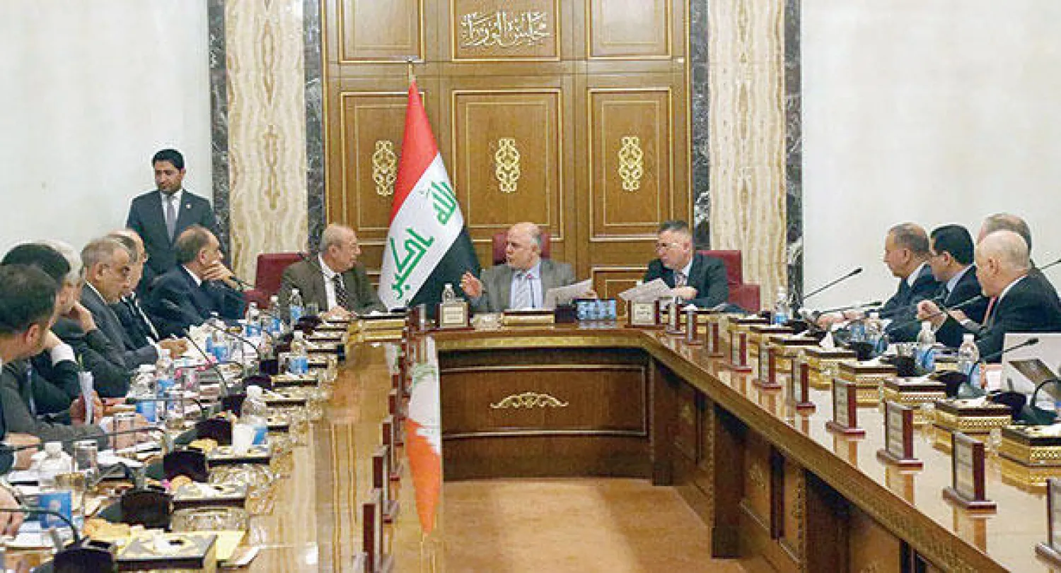 صورة من موقع رئاسة الوزراء العراقية لاجتماع مجلس الوزراء برئاسة حيدر العبادي أمس