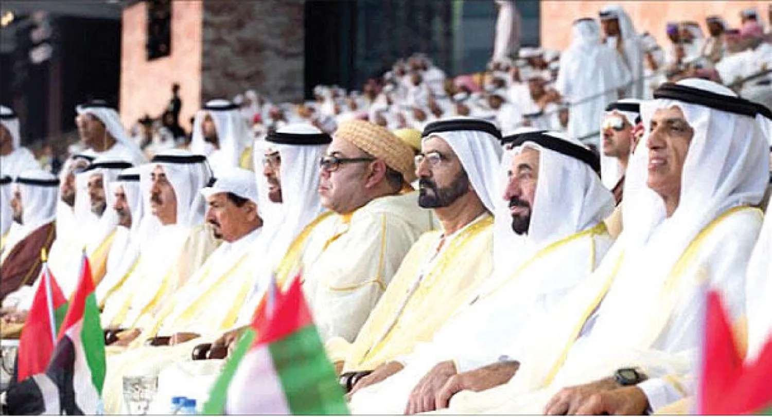 ملك المغرب والحكام وأولياء العهود يشهدون حفل {سعدك يا وطن} في الإمارات