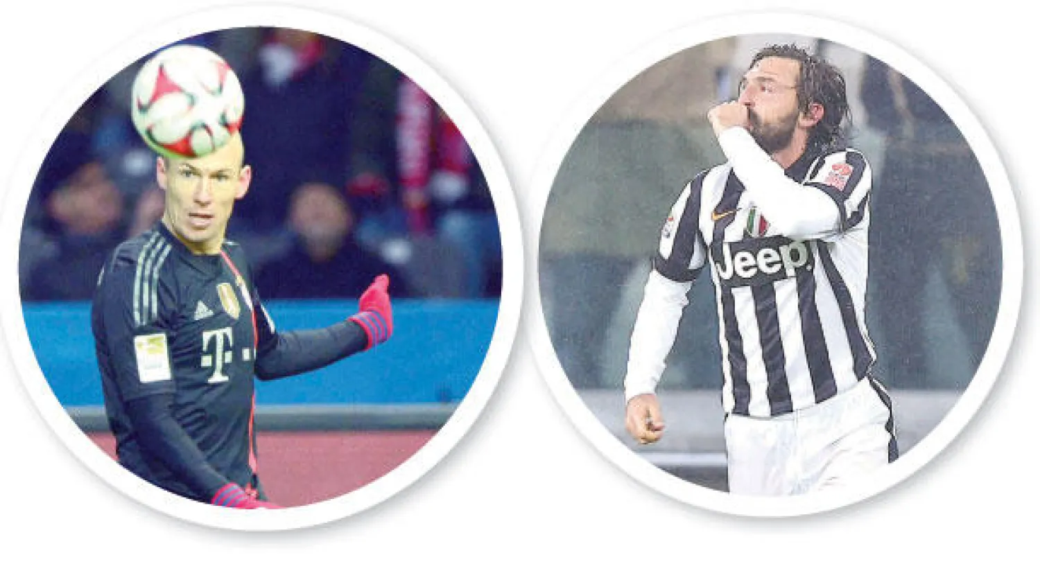 أندريا بيرلو يواصل تألقه مع يوفنتوس (إ.ب.أ)  -  روبن ودور بارز في سعي بايرن للاحتفاظ باللقب (أ.ف.ب)