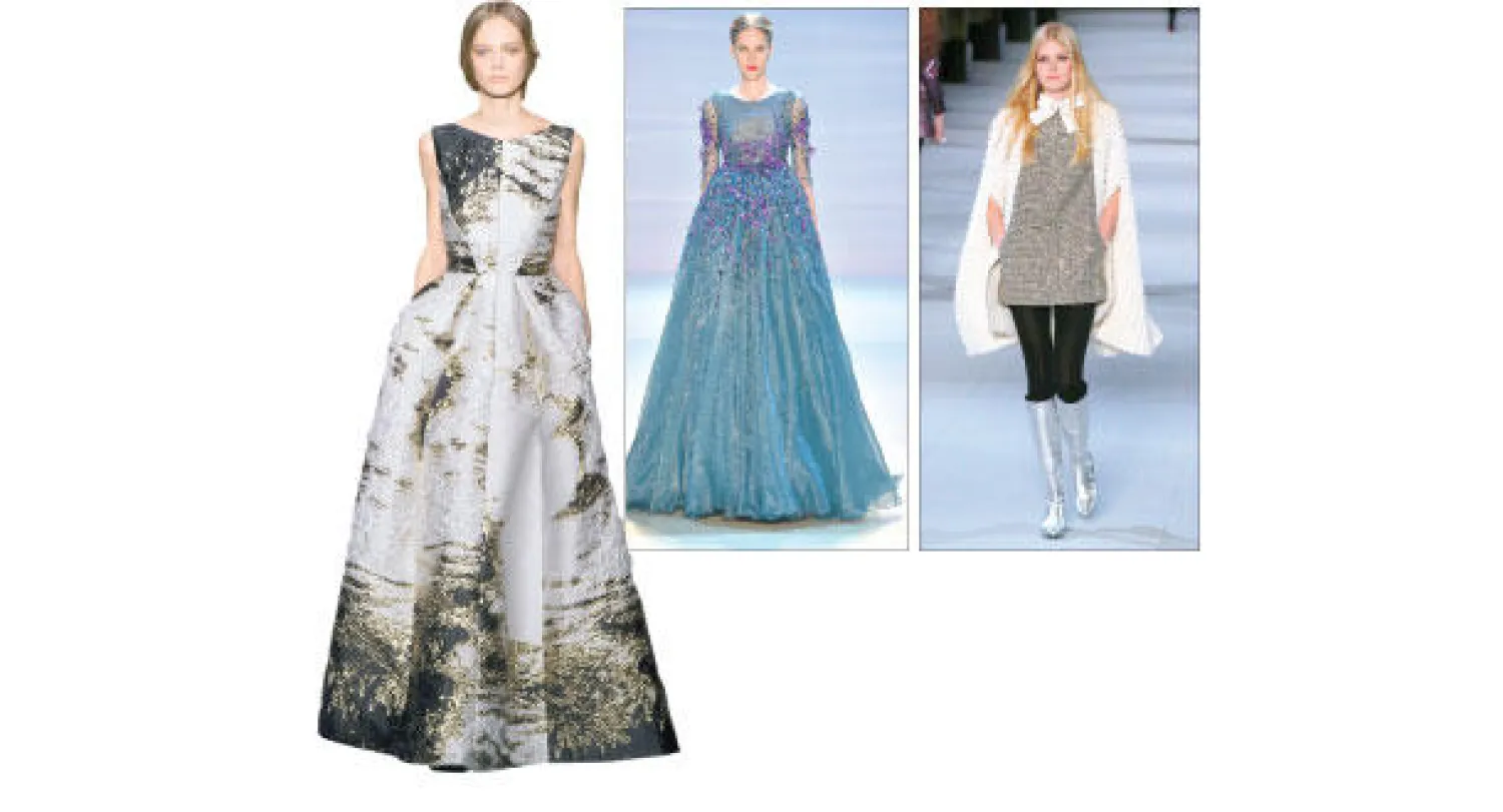 من تصميم هادي سليمان لـ«سان لوران» و من عرض جورج حبيقة (هوت كوتير خريف وشتاء 2014) و من تصاميم ألبرتا فيريتي