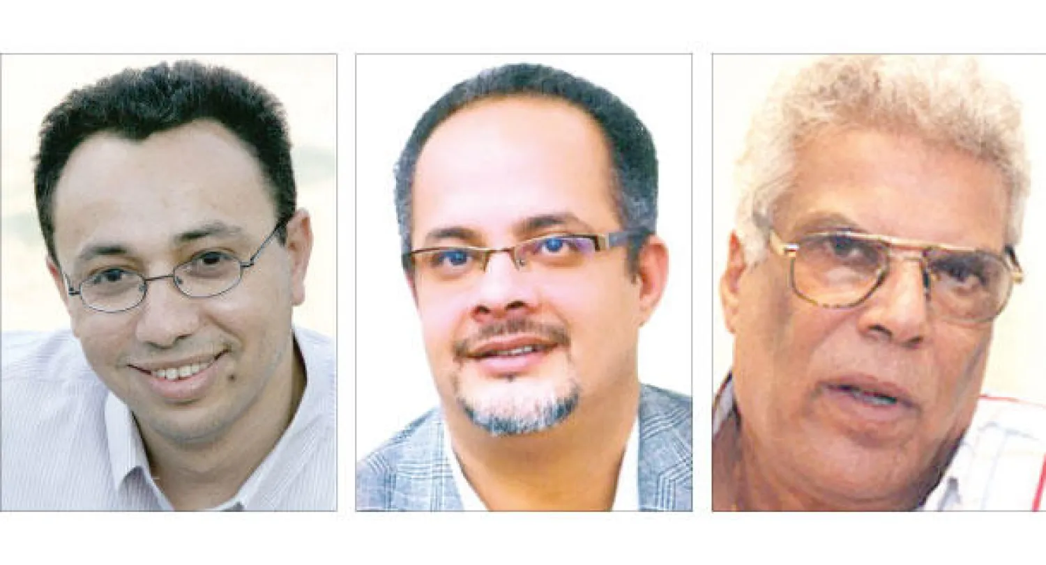 الروائي إبراهيم عبد المجيد صاحب دار «بيت الياسمين» و الكاتب والمترجم طاهر البربري صاحب دار «أرابيسك» و الشاعر فارس خضر صاحب دار «الأدهم»