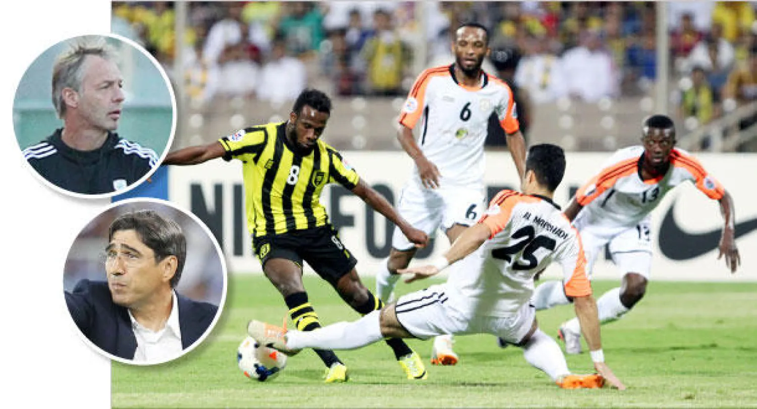 من مباراة سابقة بين الاتحاد والشباب في دوري المحترفين السعودي ...و في الاطارين ستامب وبيتوركا