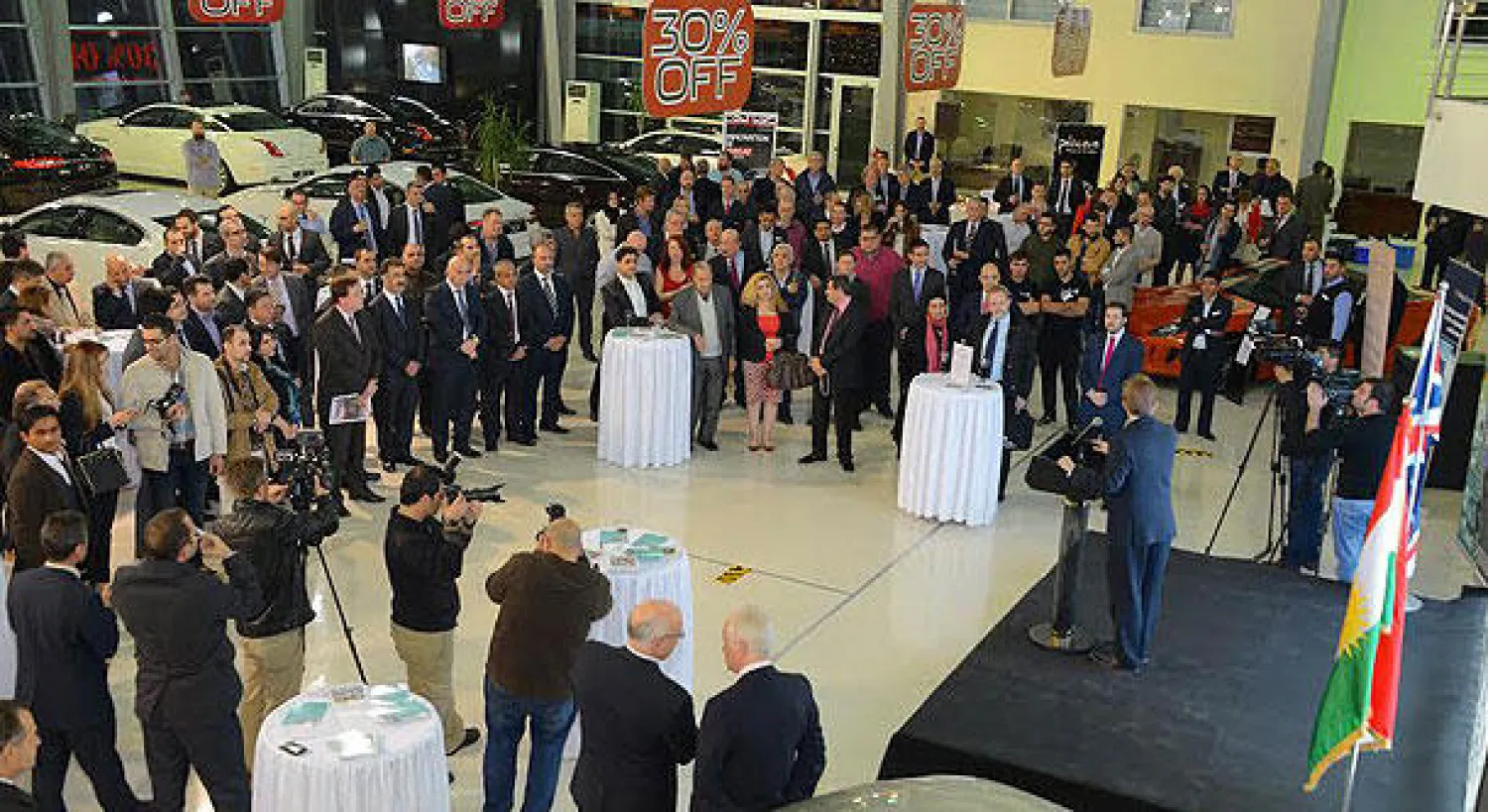 جانب من الحفل الذي أعلن خلاله عن بدء عمل المجموعة التجارية البريطانية الكردستانية في أربيل («الشرق الأوسط»)