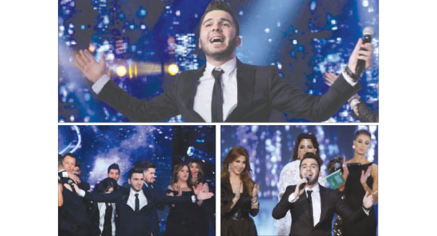 مشاهد من الحلقة الختامية للبرنامج الجماهيري أراب آيدول ({الشرق الأوسط}) (أ.ف.ب)