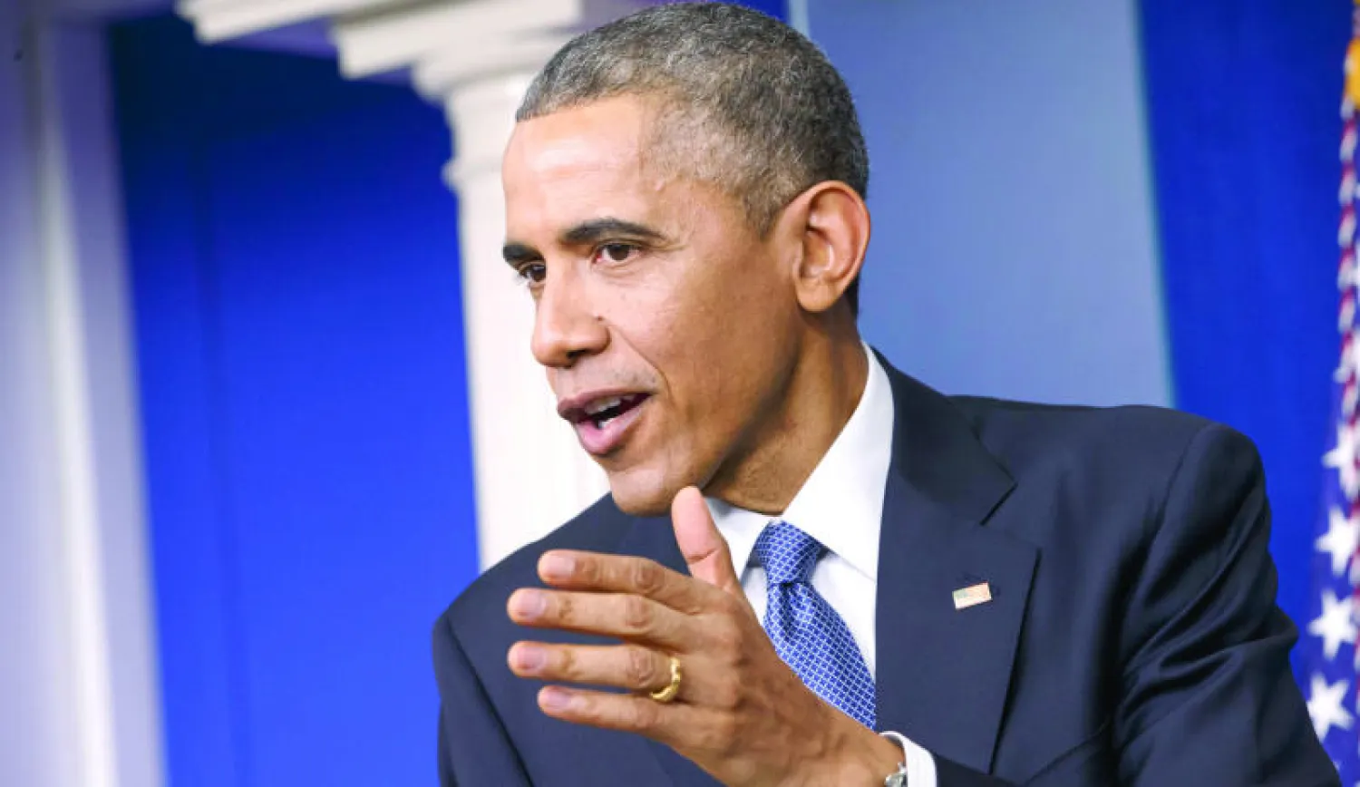 الرئيس الأميركي باراك أوباما في مؤتمره الصحافي السنوي التقليدي قبيل عيد الميلاد وبداية العام الجديد (أ.ب)